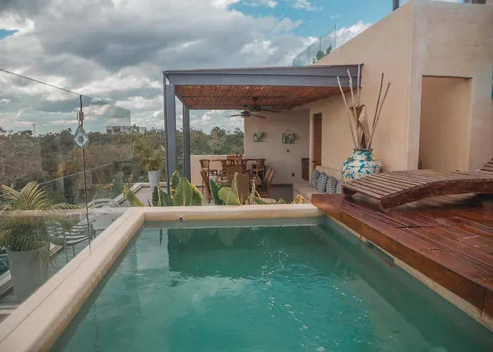 Kataleya Tulum By Zaazil - New Luxury Amazing Combo For Up To 20 People - Penthouse Plus Aptartment , Private Pool, Terrace , Roof Top And Hot Tub In Luum Zama In The Jungle